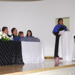 Momento do discurso da oradora Andressa Borges de Oliveira